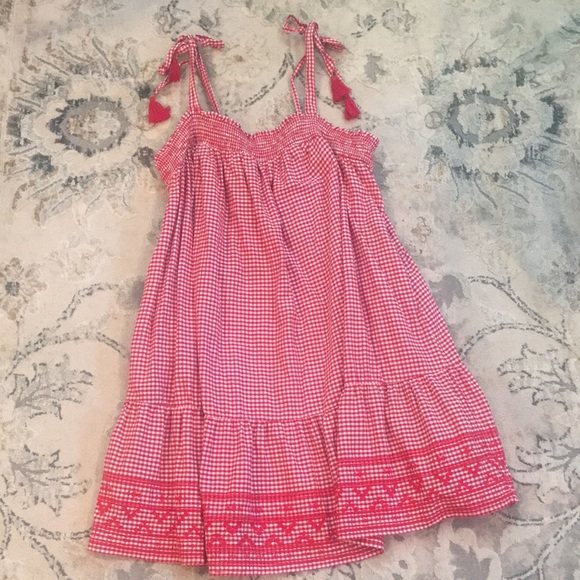 Old Navy Red Gingham Babydoll Dress with Embroidered Hem XL - Picture 3 of 10